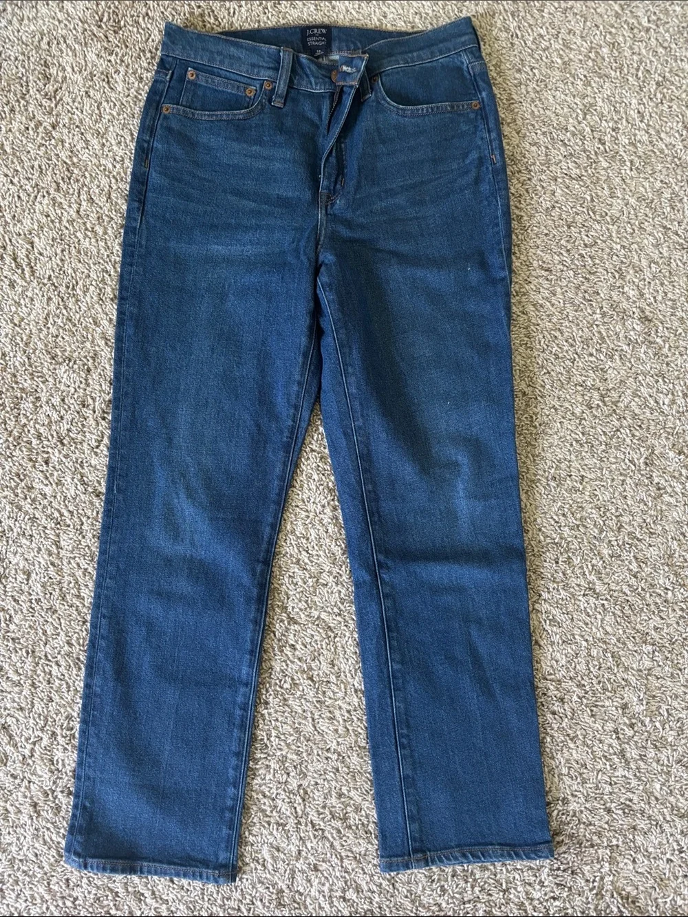 J. Crew Women's Straight Leg Relaxed Fit Jeans in Dark Blue Denim